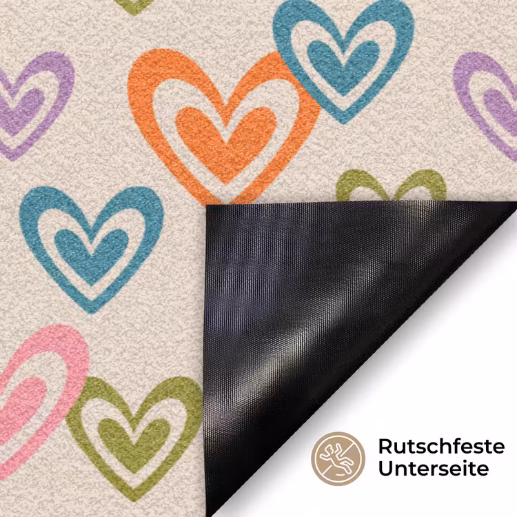 Kleurrijk - Hartjes - Patroon - Beige Deurmat klein 898 -antislip_DE