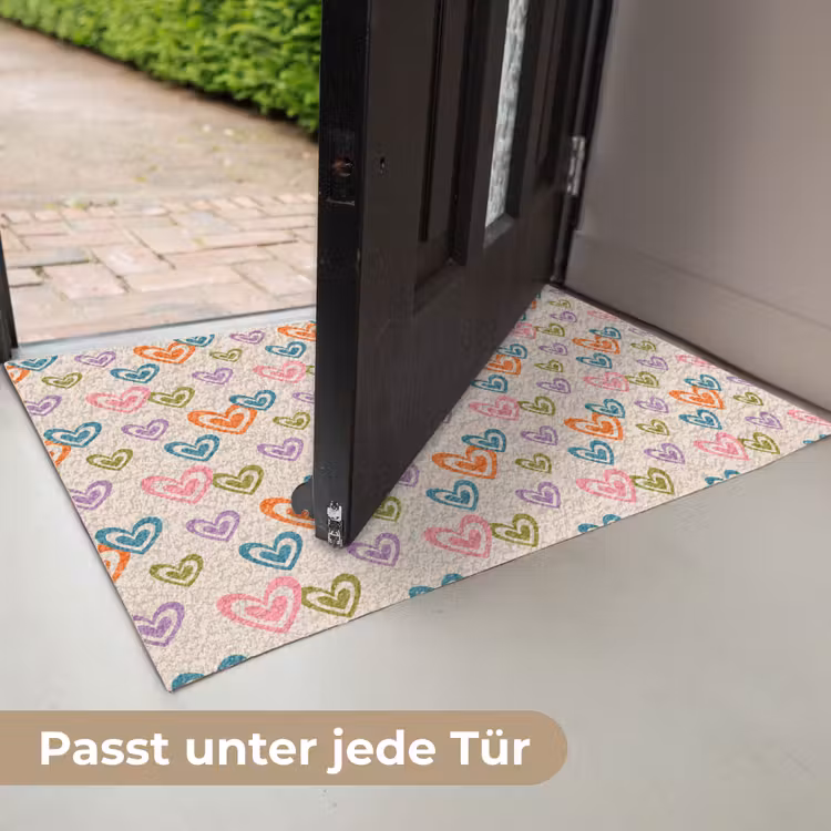 Kleurrijk - Hartjes - Patroon - Beige Deurmat klein 898 -USP_DE