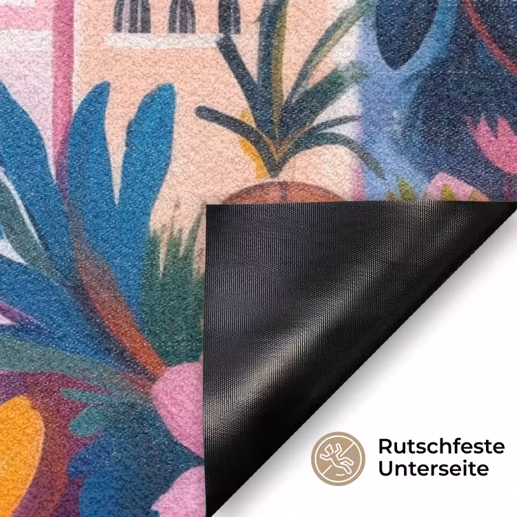 Kleurrijk - Roze - Oranje - Geel - Bloemen Deurmat klein -antislip_DE