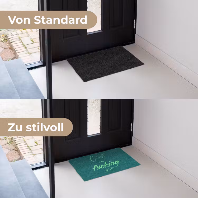 c'est la fucking vie - Groen - Handgeschreven Deurmat klein -voor-na_DE