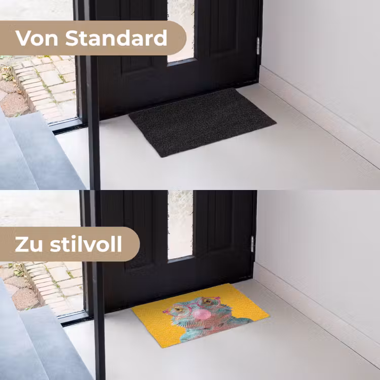 Kameleon - Kauwgom - Kleurrijk Deurmat klein -voor-na_DE