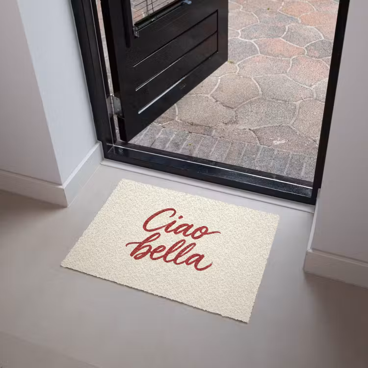 Ciao bella - Rood - Wit - Minimalistisch Deurmat klein -sfeer5