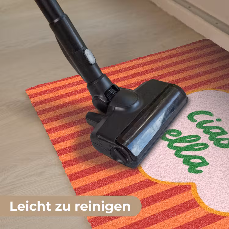 Ciao bella - Tekstwolk - Strepen - Oranje Deurmat klein -reinigen_DE