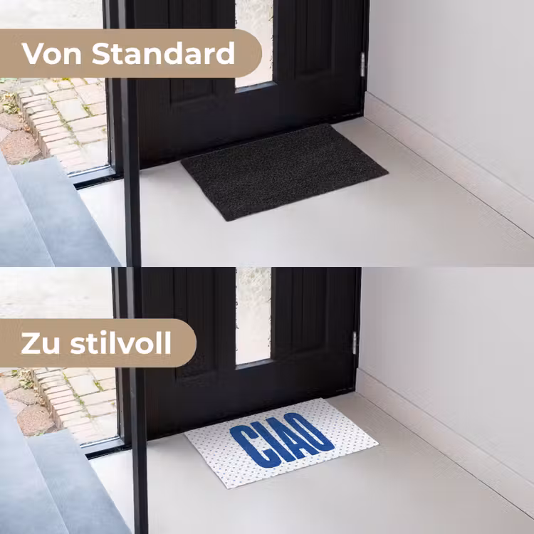 Ciao - Blauw - Stippen Deurmat klein -voor-na_DE