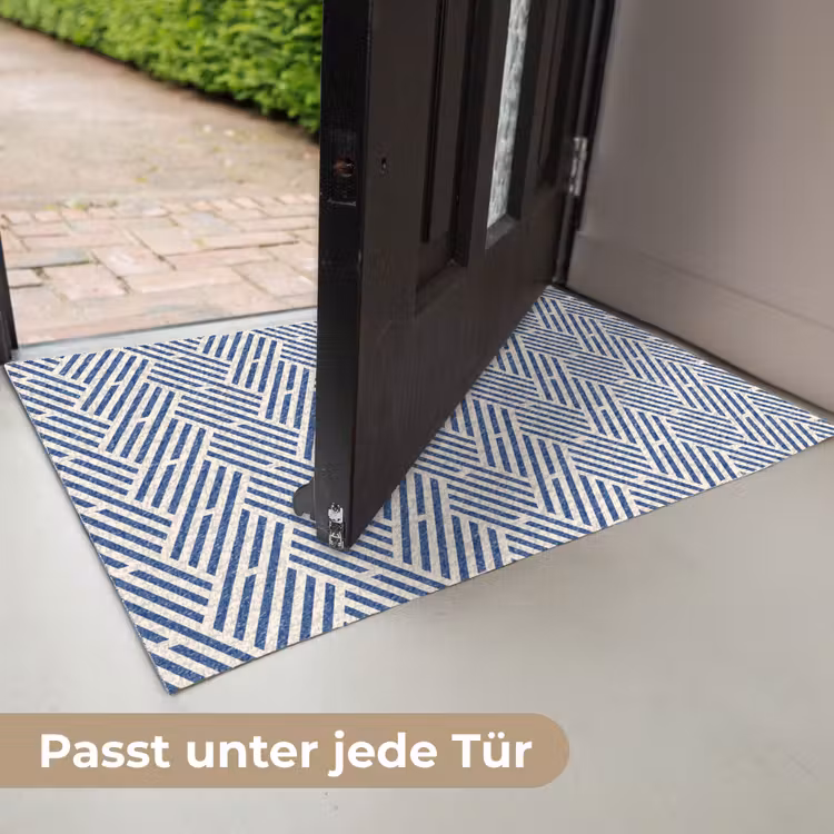 Crème - Blauw - Strepen - Patroon Deurmat klein 898 -USP_DE