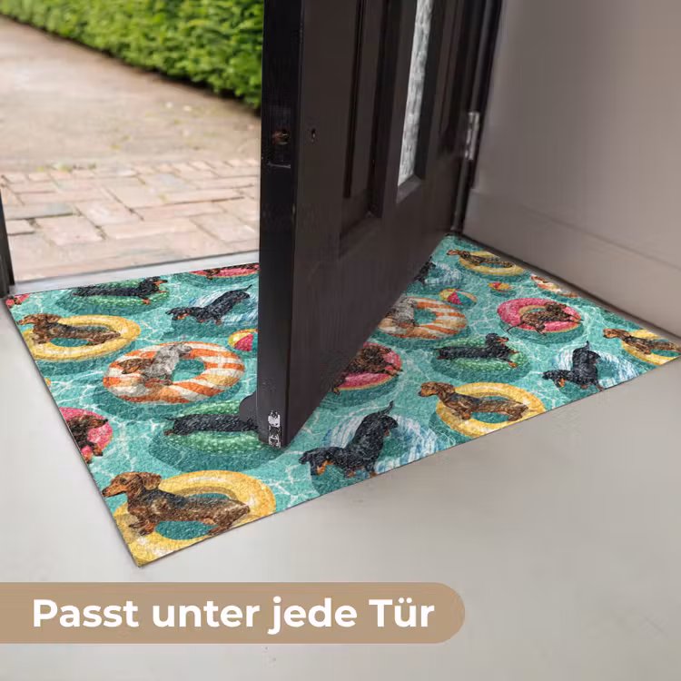 Teckels - Zwembad - Kleurrijk Deurmat klein 898 -USP_DE