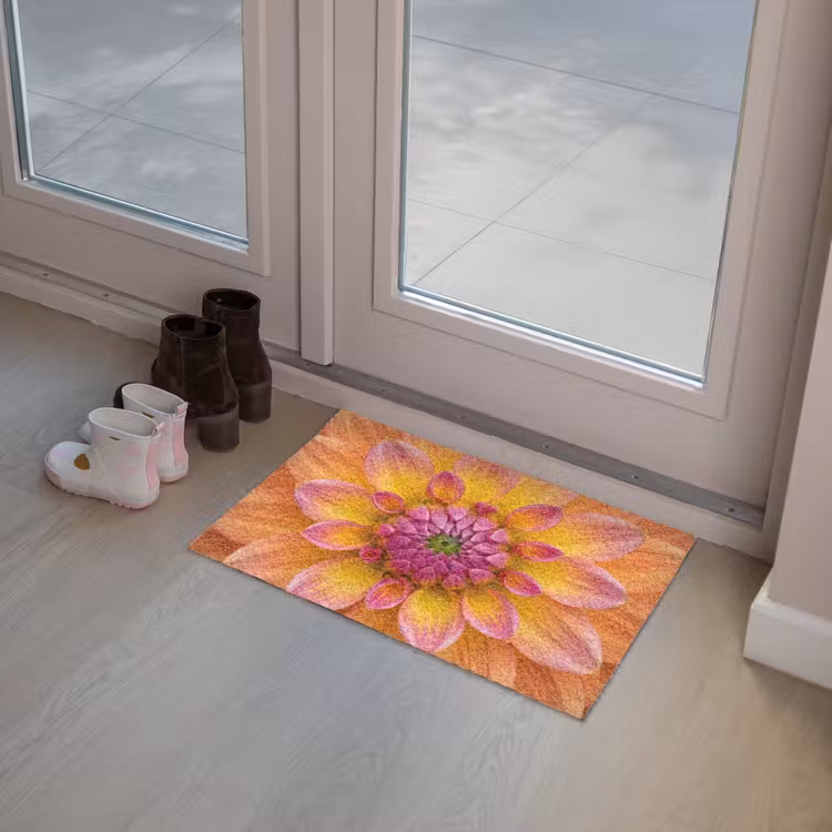 Dahlia - Bloem - Oranje Deurmat klein -sfeer3