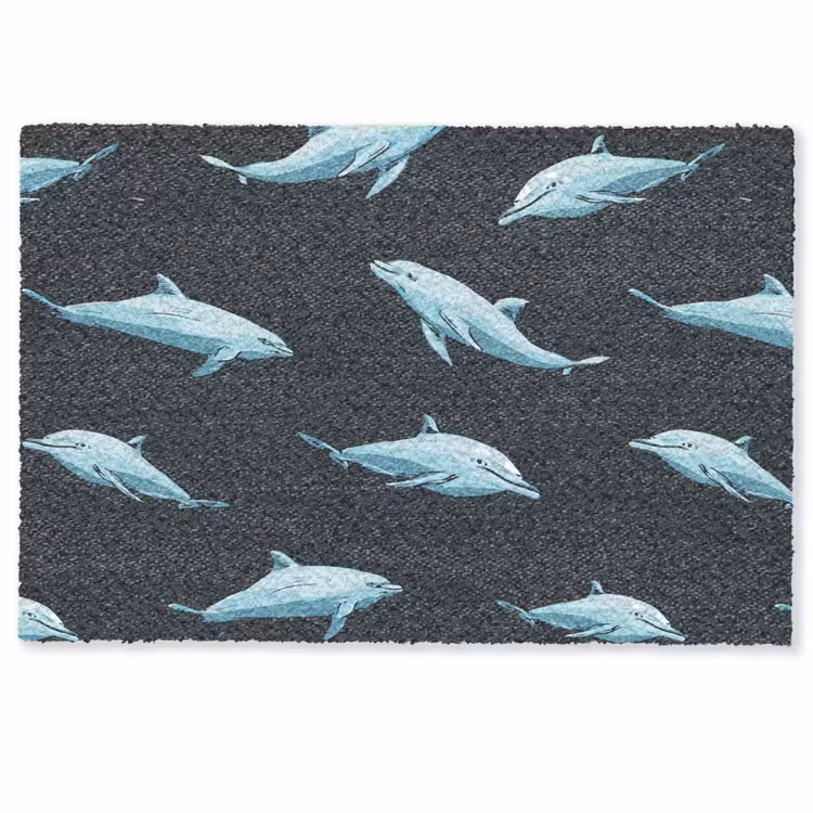Dolfijnen - Patroon - Blauw - Grijs Deurmat klein -zkaufland3d