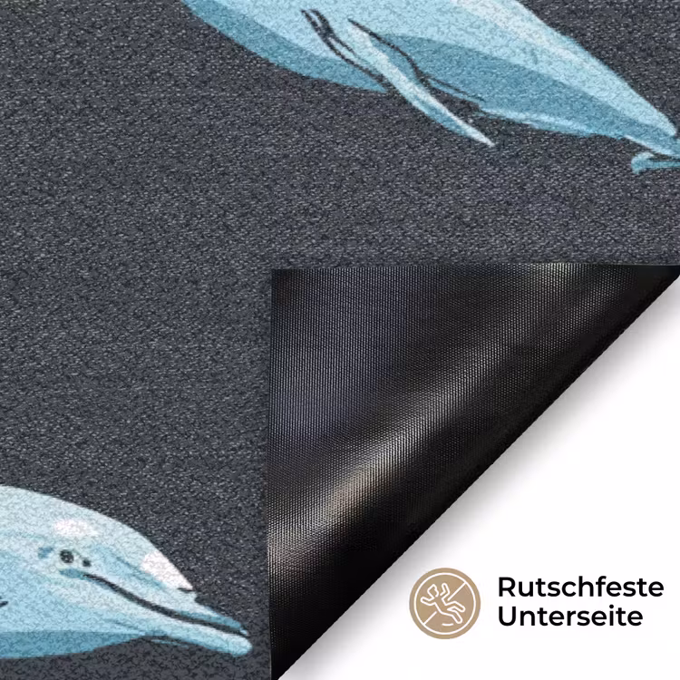 Dolfijnen - Patroon - Blauw - Grijs Deurmat klein -antislip_DE