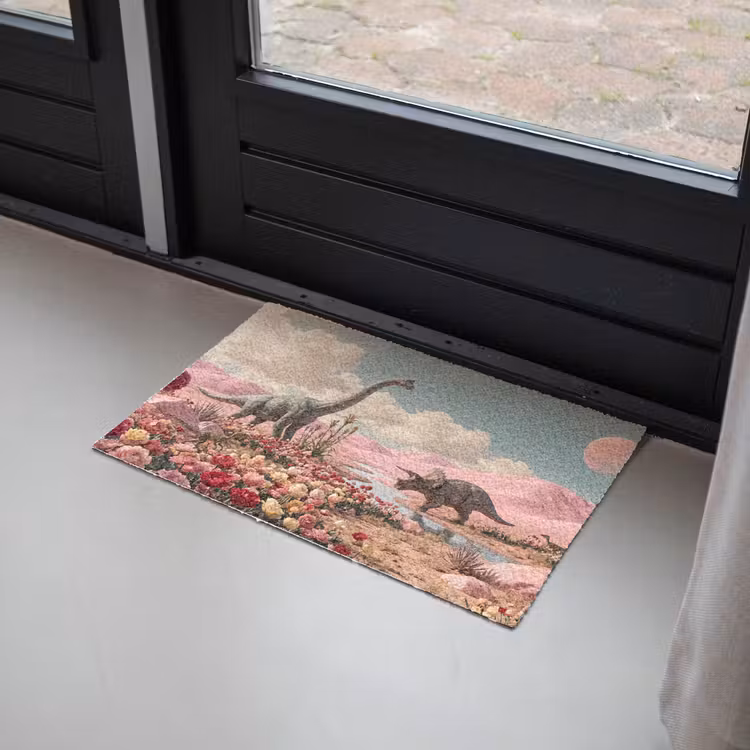 Fußmatte - Dinosaurier – Rosa – Landschaft - Dinosaurus - Roze - Landschap Deurmat klein