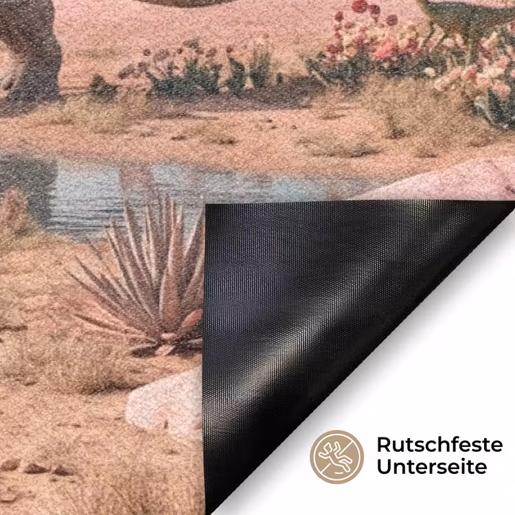 Fußmatte - Dinosaurier – Rosa – Landschaft - Dinosaurus - Roze - Landschap Deurmat klein