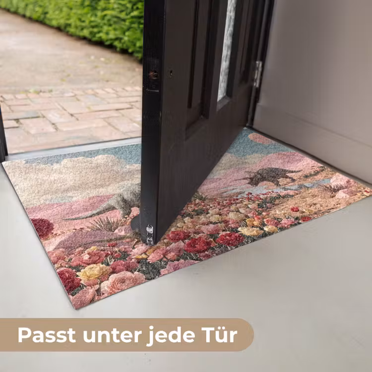 Fußmatte - Dinosaurier – Rosa – Landschaft - Dinosaurus - Roze - Landschap Deurmat klein