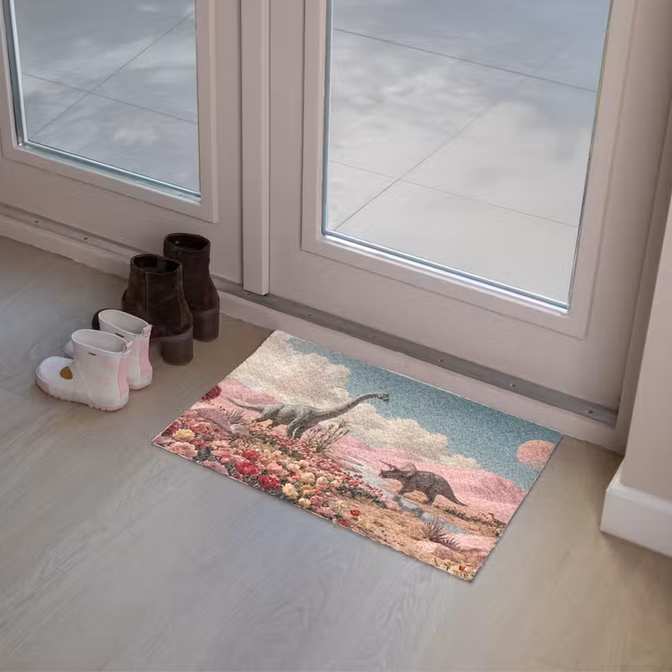 Fußmatte - Dinosaurier – Rosa – Landschaft - Dinosaurus - Roze - Landschap Deurmat klein