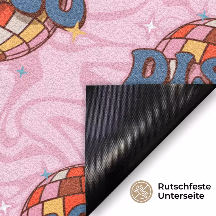 Disco - Bal - Patroon - Roze Deurmat klein 898 -antislip_DE