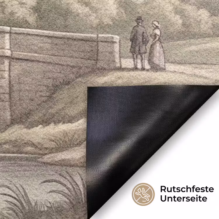 Dorp - Brug - Uitzicht - Groen Deurmat klein -antislip_DE