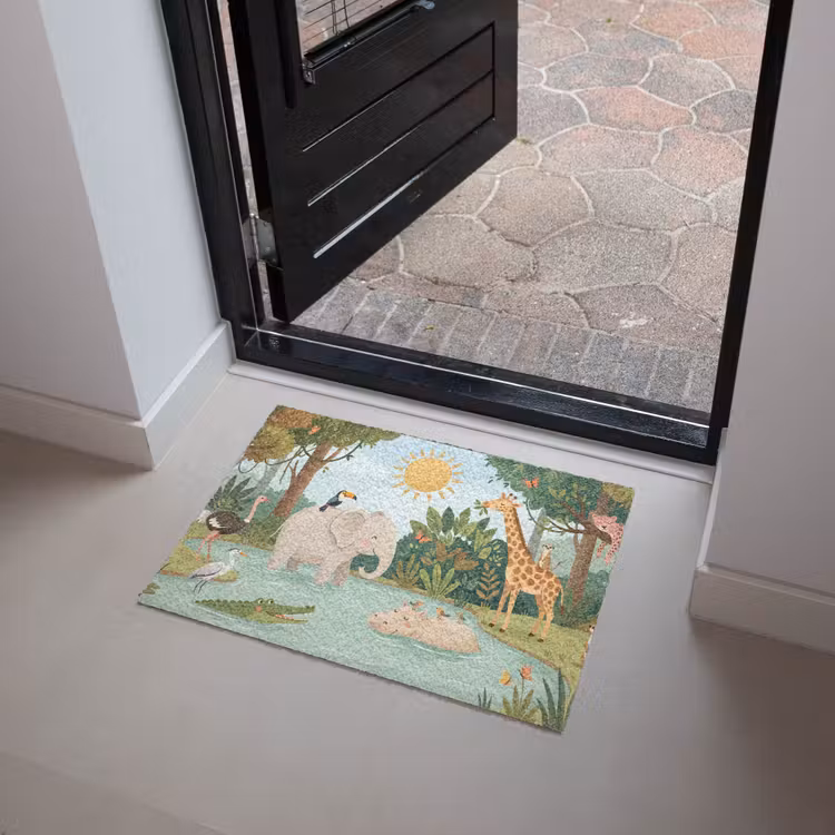 Jungle - Oase - Dieren - Kleurrijk Deurmat klein -sfeer5