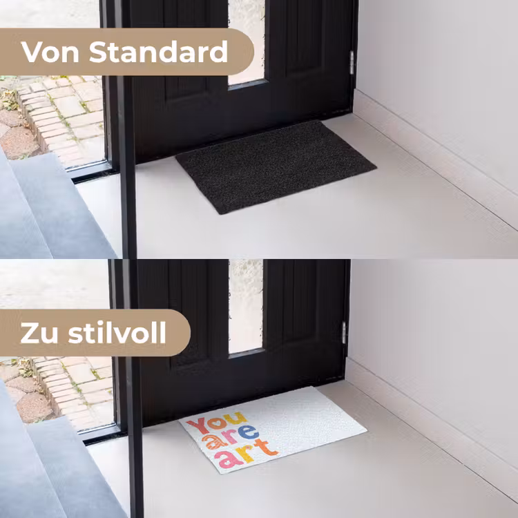 You are art - Kleurrijk - Grafisch Deurmat klein -voor-na_DE