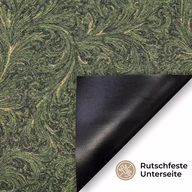Donker - Groen - Krullend - Botanisch Deurmat klein 898 -antislip_DE
