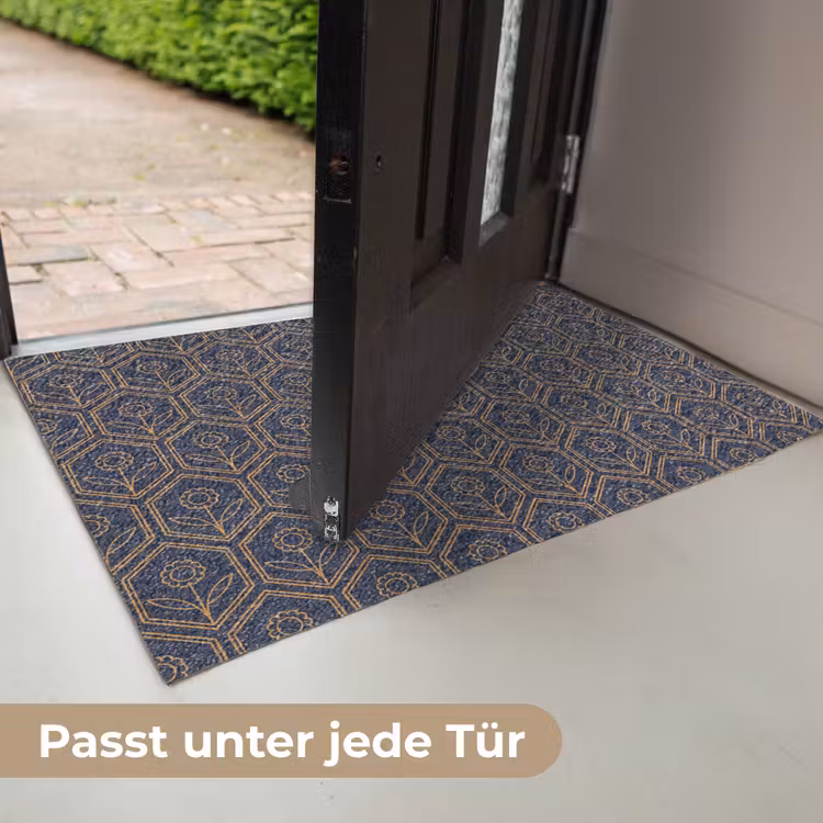 Donkerblauw - Patroon - Bloem - Symmetrisch Deurmat klein 898 -USP_DE