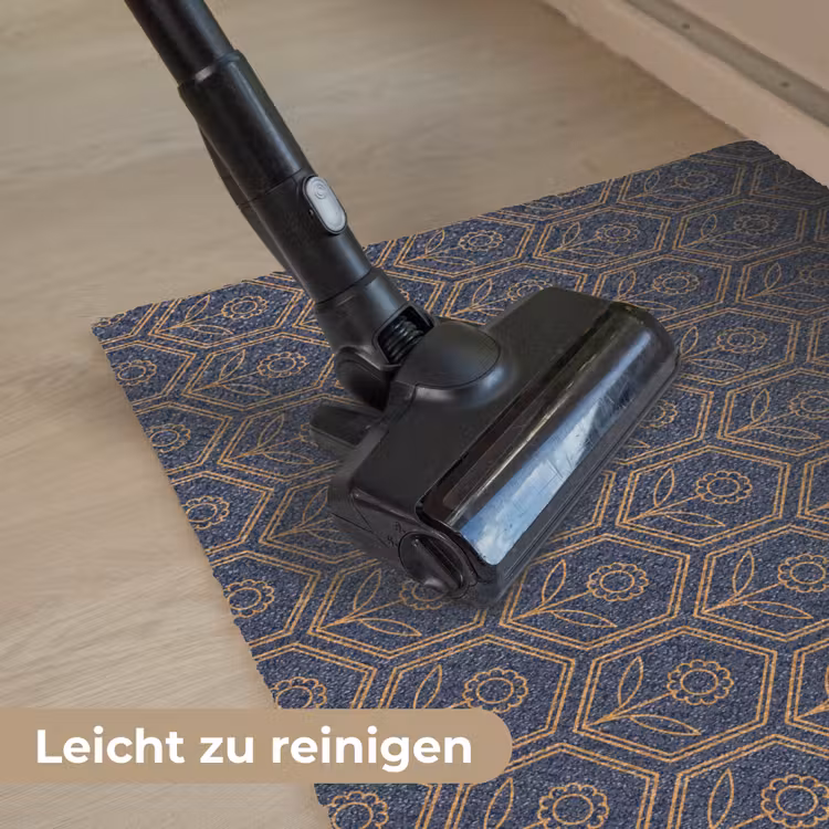 Donkerblauw - Patroon - Bloem - Symmetrisch Deurmat klein 898 -reinigen_DE