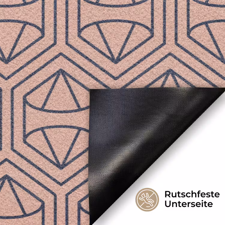 Donkerblauw - Roze - Patroom - Symmetrisch Deurmat klein 898 -antislip_DE