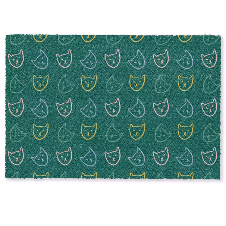 Donkergroen - Gezichten - Katten - Kleuren Deurmat klein 898 -zkaufland3d