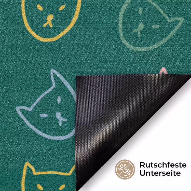 Donkergroen - Gezichten - Katten - Kleuren Deurmat klein 898 -antislip_DE