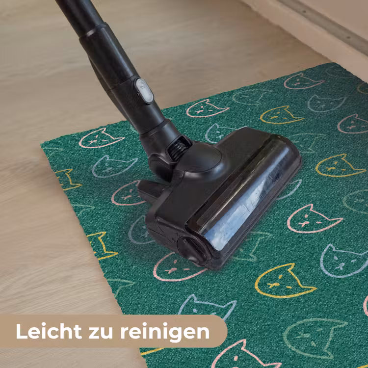 Donkergroen - Gezichten - Katten - Kleuren Deurmat klein 898 -reinigen_DE