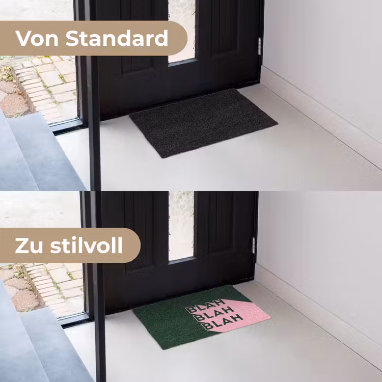 Donkergroen - Tekst - Schaduw - Grafisch Deurmat klein -voor-na_DE