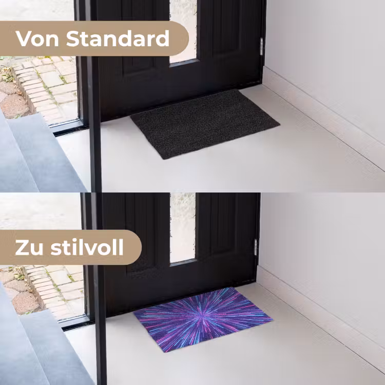 Dynamisch - Ruimte - Kleurrijk Deurmat klein -voor-na_DE