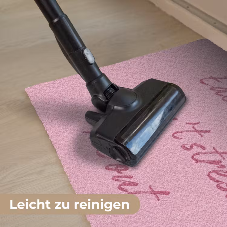 Eat me out don't stress me out - Roze - Handgeschreven Deurmat klein -reinigen_DE
