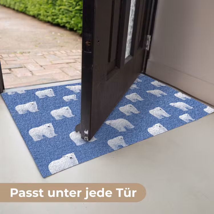 IJsbeer - Patroon - Blauw Deurmat klein 898 -USP_DE