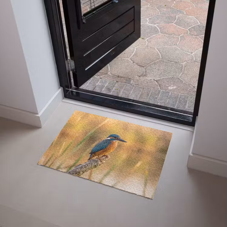IJsvogel - Tak - Water - Kleurrijk - Levendig Deurmat klein -sfeer5