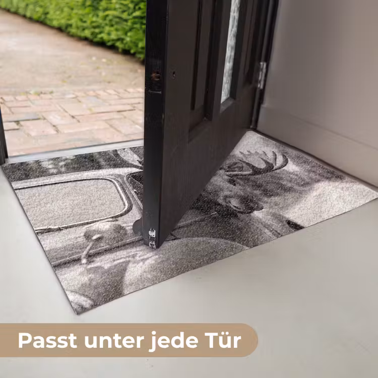 Eland - Auto - Gewei - Zwart - Wit Deurmat klein -USP_DE