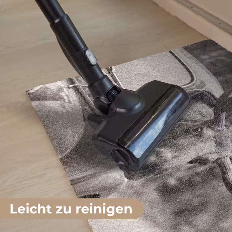 Eland - Auto - Gewei - Zwart - Wit Deurmat klein -reinigen_DE