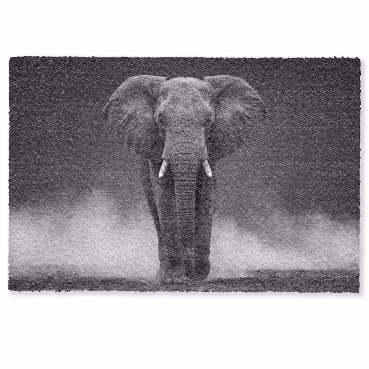 Olifant - Zwart - Wit - Rook Deurmat klein -zkaufland3d