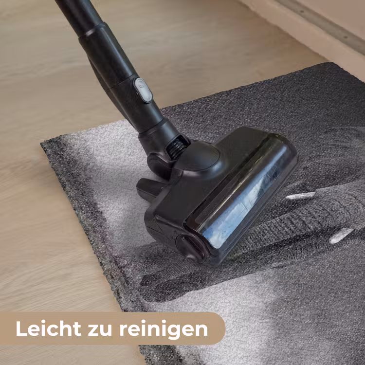 Olifant - Zwart - Wit - Rook Deurmat klein -reinigen_DE