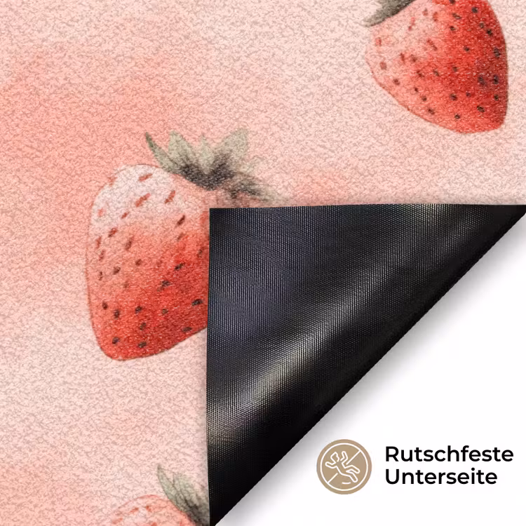 Aardbei - Patroon - Roze Deurmat klein 898 -antislip_DE