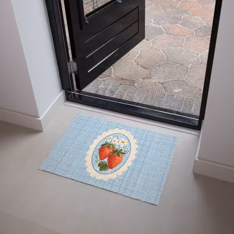 Aardbeien - Lijst - Rood - Geruit Deurmat klein -sfeer5