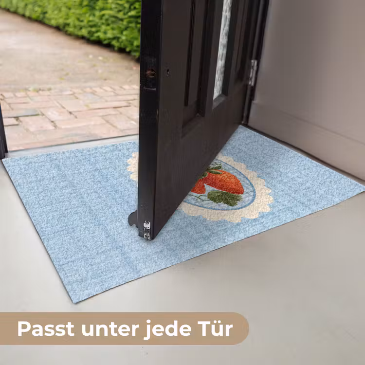 Aardbeien - Lijst - Rood - Geruit Deurmat klein -USP_DE