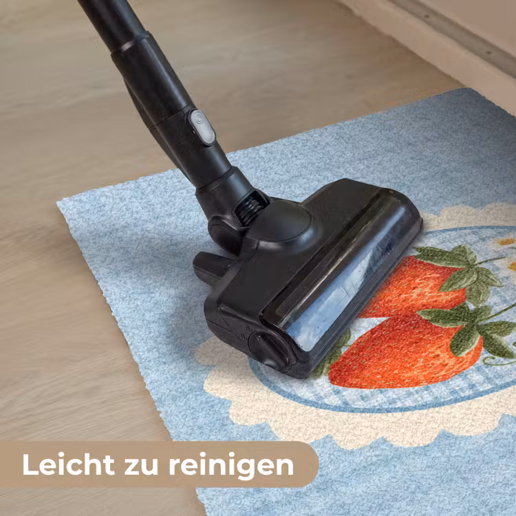 Aardbeien - Lijst - Rood - Geruit Deurmat klein -reinigen_DE