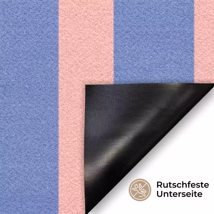 Try again - Strepen - Roze - Verticaal - Blauw Deurmat klein -antislip_DE
