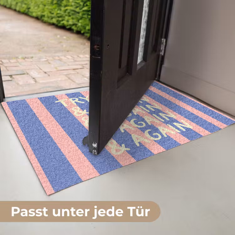 Try again - Strepen - Roze - Verticaal - Blauw Deurmat klein -USP_DE