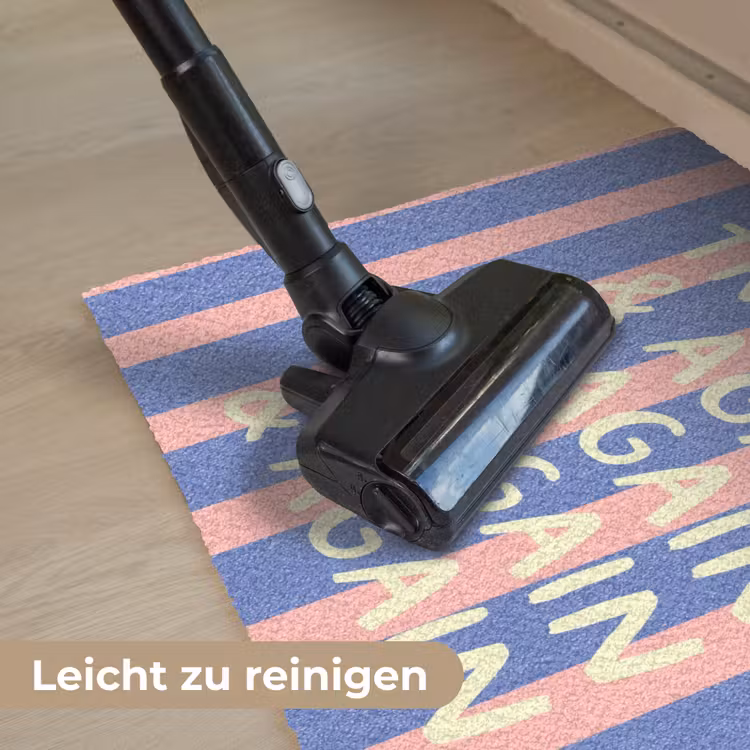Try again - Strepen - Roze - Verticaal - Blauw Deurmat klein -reinigen_DE