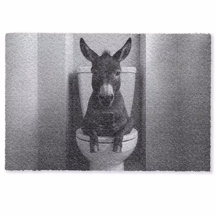 Ezel - Telefoon - Toilet - Zwart - Wit Deurmat klein -zkaufland3d