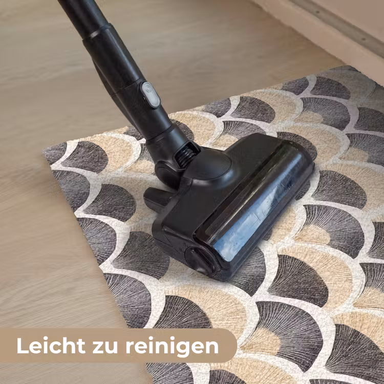 Waaier - Patroon - Zwart - Beige Deurmat klein 898 -reinigen_DE