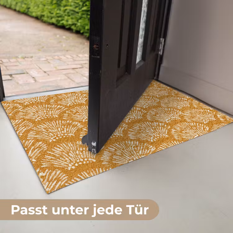 Waaierachtige motieven - Geel - Vintage Deurmat klein -USP_DE