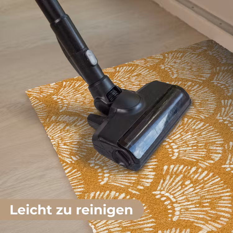 Waaierachtige motieven - Geel - Vintage Deurmat klein -reinigen_DE