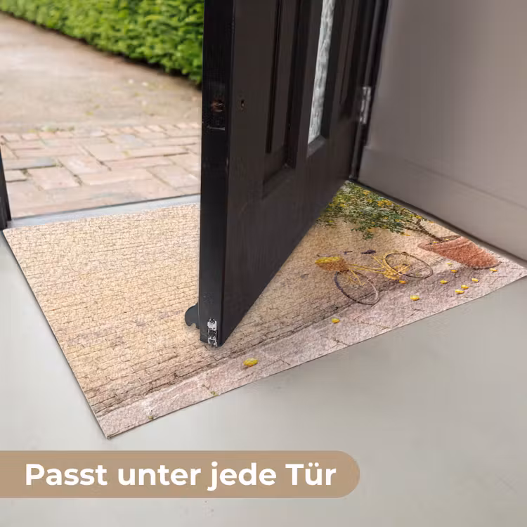 Fußmatte - Fahrrad – Korb – Essen – Gelb – Sommer - Fiets - Mand - Eten - Geel - Zomer Deurmat klein