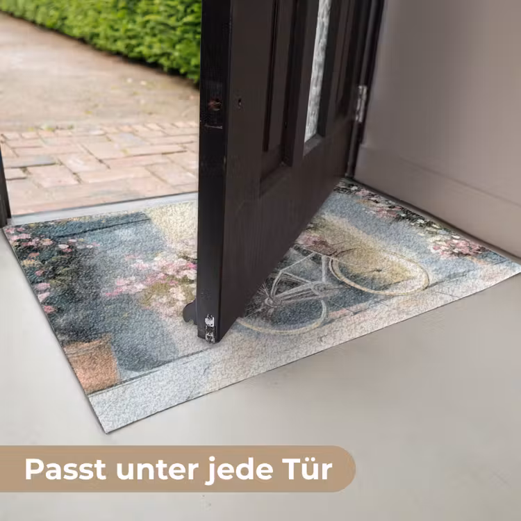 Fiets - Pastelkleuren - Bloemen Deurmat klein -USP_DE